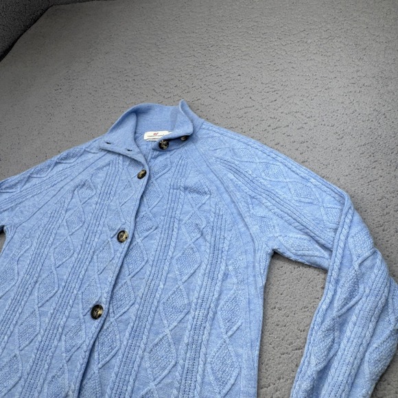 Vineyard Vines Sweater Coat Womens Small Blue Cashmere Cable Knit Long Cardigan - Picture 9 of 16